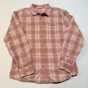 Marine Layer Mens L Fine Wale Corduroy Plaid Button Up Shirt Long Sleeve Pink